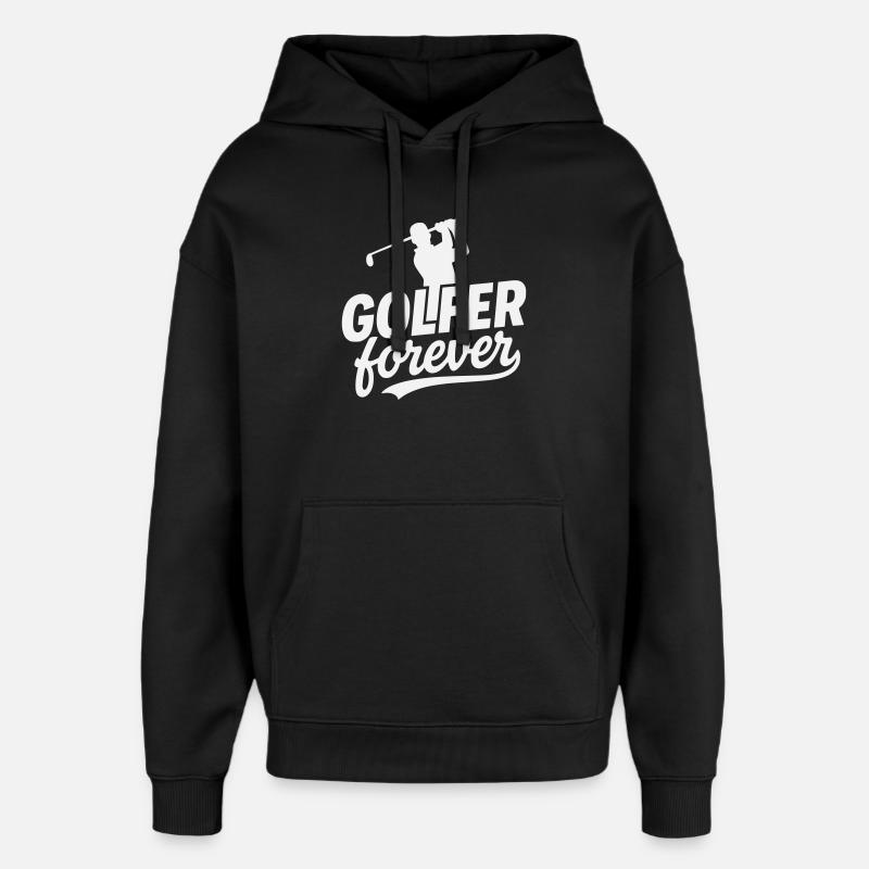 Motif du logo Golfer Forever - Sweat à capuche unisexe Stanley/Stella Oversized - noir