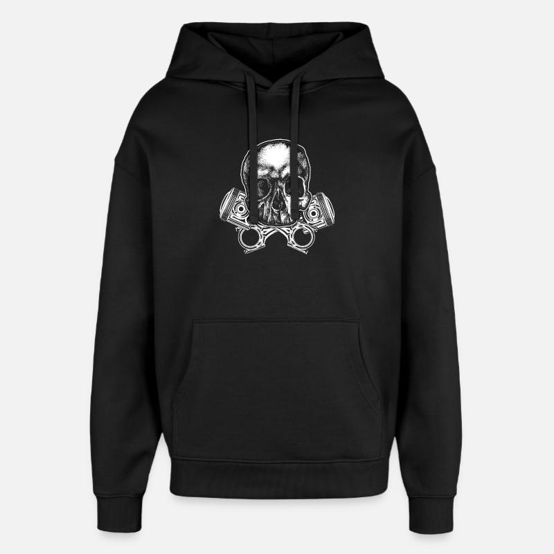 Crâne avec Tuningpiston croisé - Sweat à capuche unisexe Stanley/Stella Oversized - noir