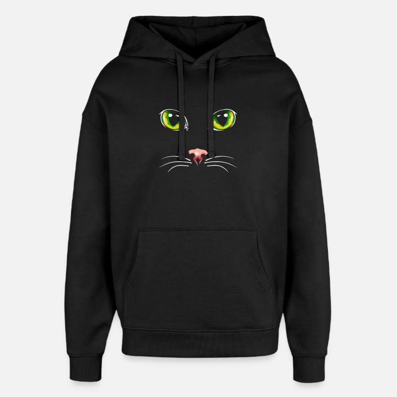 Yeux de chat noir - Sweat à capuche unisexe Stanley/Stella Oversized - noir
