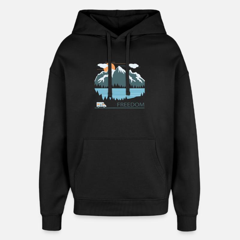 camping - Oversized Unisex Hoodie by Stanley/Stella - black