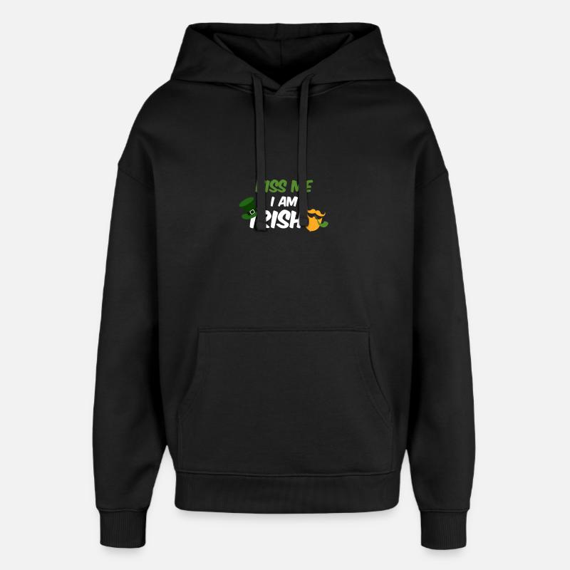 Embrasse-moi que je suis irlandais - Sweat à capuche unisexe Stanley/Stella Oversized - noir