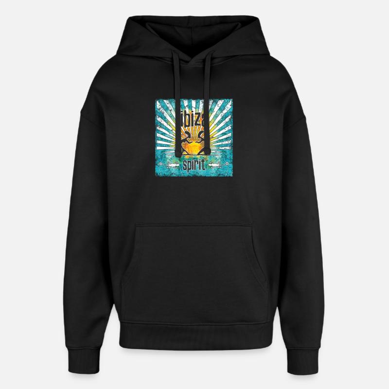 Ibiza Spirit Sun Art Design - Sweat à capuche unisexe Stanley/Stella Oversized - noir