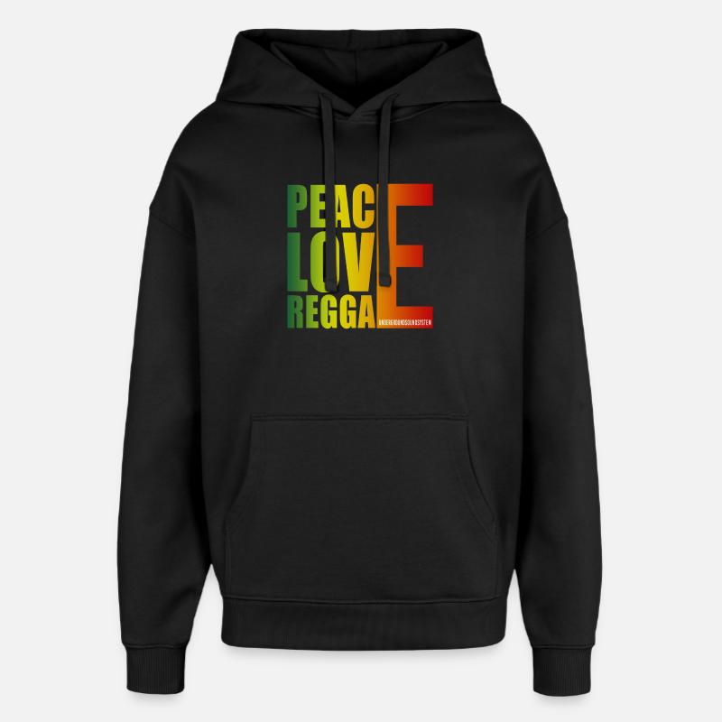 Paix Amour Reggae Gradient - Sweat à capuche unisexe Stanley/Stella Oversized - noir