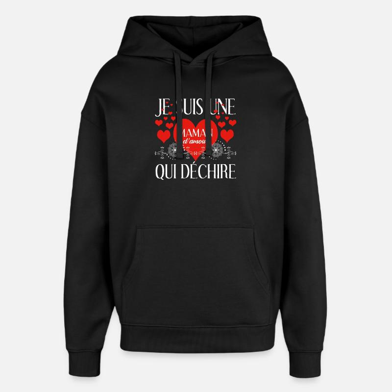 Message d'amour pour maman - Sweat à capuche unisexe Stanley/Stella Oversized - noir