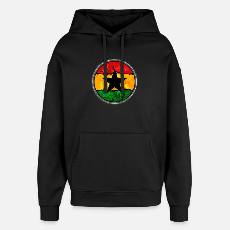Rasta avec l’étoile - Sweat à capuche unisexe Stanley/Stella Oversized - noir