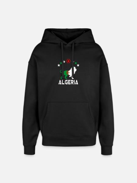 Algeria Lion Flags Design/ Gift - Oversized Unisex Hoodie by Stanley/Stella - black