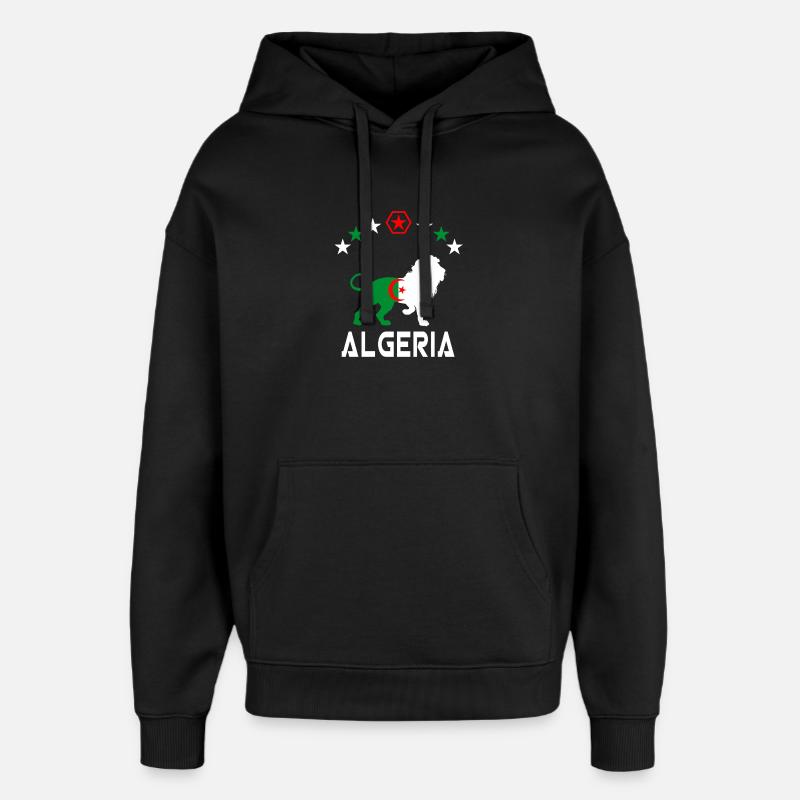 Algeria Lion Flags Design/ Gift - Oversized Unisex Hoodie by Stanley/Stella - black