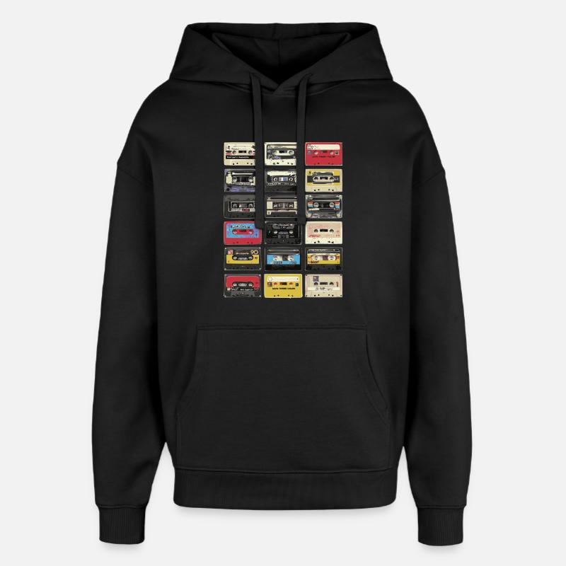 Retro-kasetit - Huppari unisex Stanley/Stella Oversized - musta