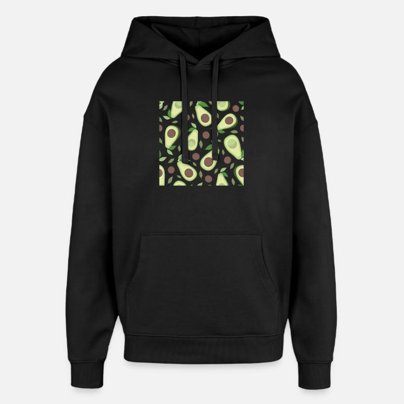 Motif aubergine et avocat - Sweat à capuche unisexe Stanley/Stella Oversized - noir