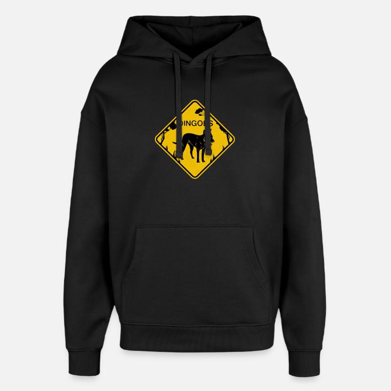Dingo panneau de signalisation jaune - Sweat à capuche unisexe Stanley/Stella Oversized - noir