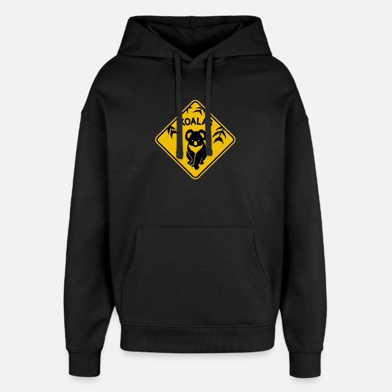 Koala panneau de signalisation jaune - Sweat à capuche unisexe Stanley/Stella Oversized - noir