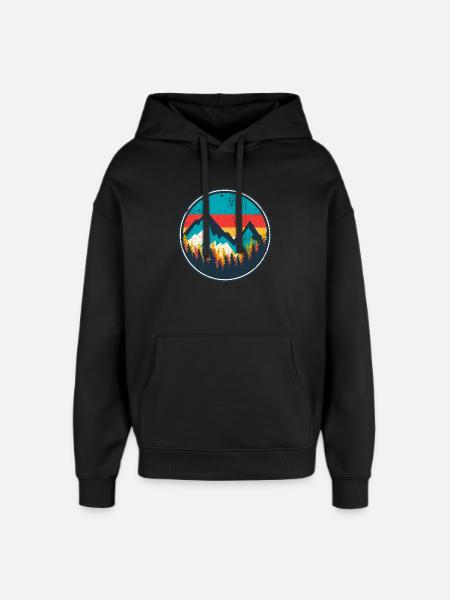 Aurora Ridge Mountain Sunset - Oversized Unisex Hoodie by Stanley/Stella - black