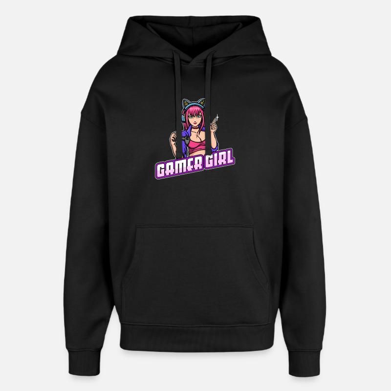 Gamer Queen Headset Controller Zocker - Oversized Unisex Hoodie by Stanley/Stella - black