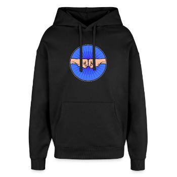 Buddy Best Friends - Oversized Unisex Hoodie by Stanley/Stella - black - Front - AI Model Female 172 light (172cm) & AI Model Male 185 light (185cm)