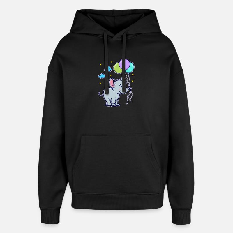 Drôle animal Cool Bébé Éléphant - Sweat à capuche unisexe Stanley/Stella Oversized - noir