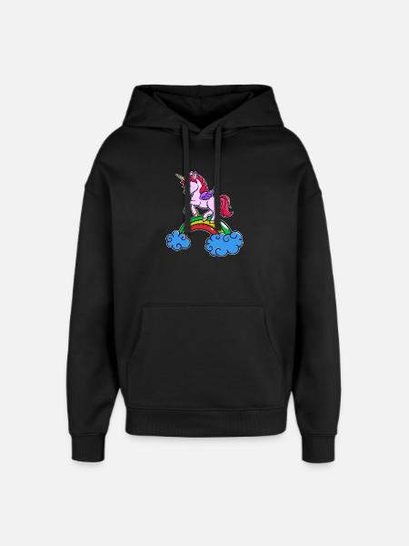 Einhorn Cool Tier - Oversized Unisex Hoodie von Stanley/Stella - Schwarz