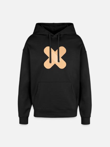 gekruiste plakpleister als ontwerpelement - Stanley/Stella Oversized Unisex Hoodie - zwart