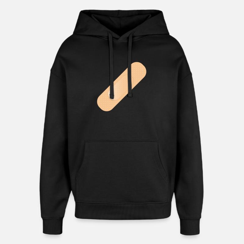 einfaches Heftpflaster als Gestaltungselement - Oversized Unisex Hoodie von Stanley/Stella - Schwarz