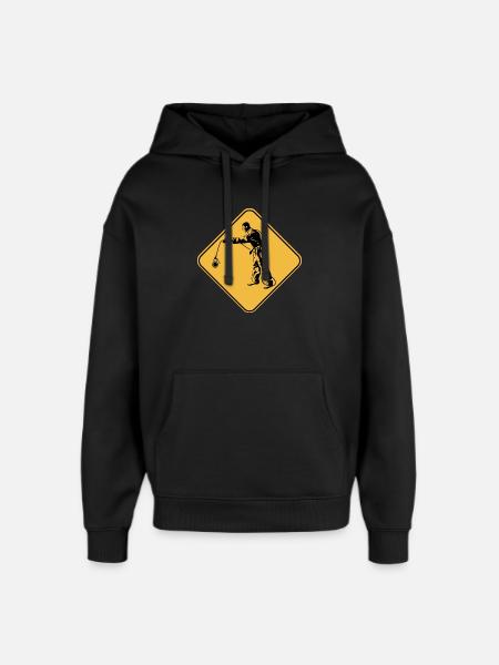 Aufmerksamkeitsschild-Pfirsich-Geschenk-Idee - Oversized Unisex Hoodie von Stanley/Stella - Schwarz
