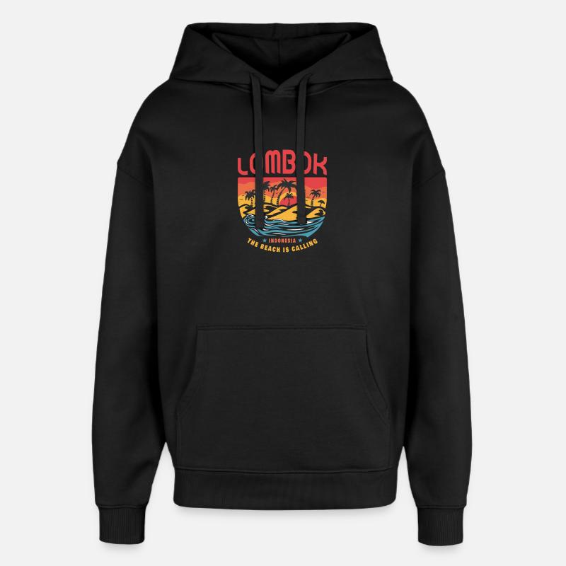 Design de plage Lombok Indonesia - Sweat à capuche unisexe Stanley/Stella Oversized - noir
