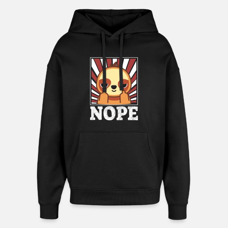Nope - Faultier mit Mittelfinger - Oversized Unisex Hoodie von Stanley/Stella - Schwarz