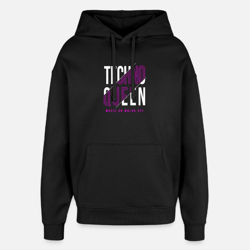 design techno queen - Sweat à capuche unisexe Stanley/Stella Oversized - noir