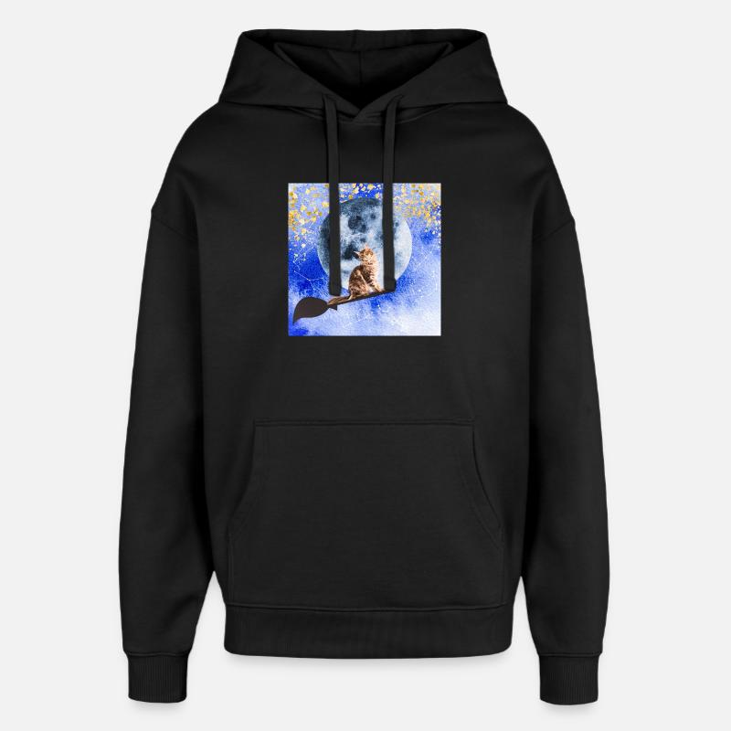 Chat sorcier - Sweat à capuche unisexe Stanley/Stella Oversized - noir