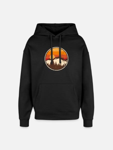Sunset Ridge Mountain Circle - Oversized Unisex Hoodie by Stanley/Stella - black