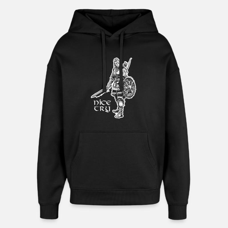Nice Try Valkyrie - Oversized Unisex Hoodie von Stanley/Stella - Schwarz