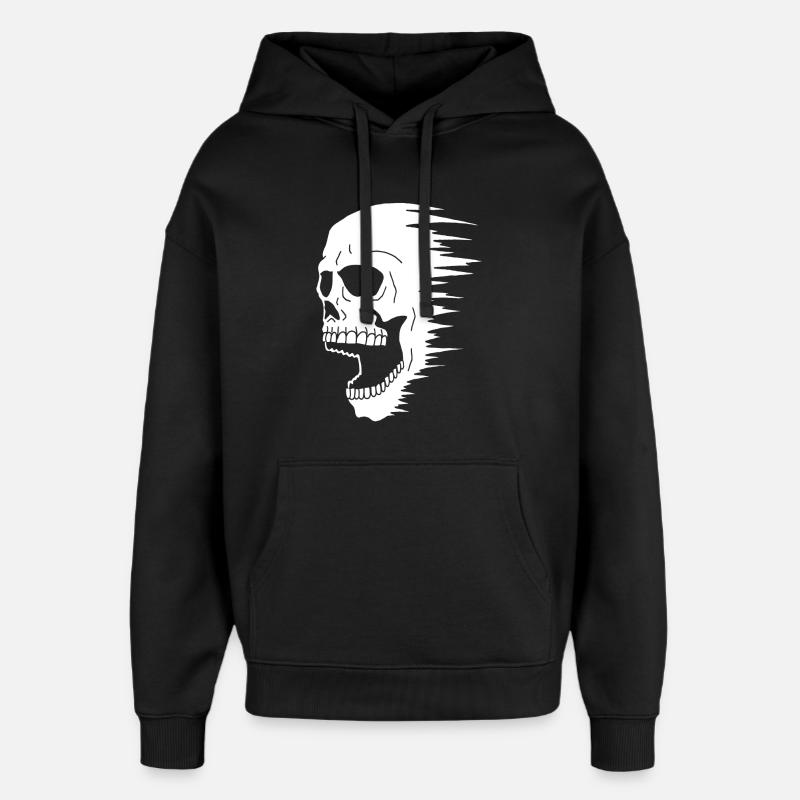White skull and speed - Oversized Unisex Hoodie by Stanley/Stella - black