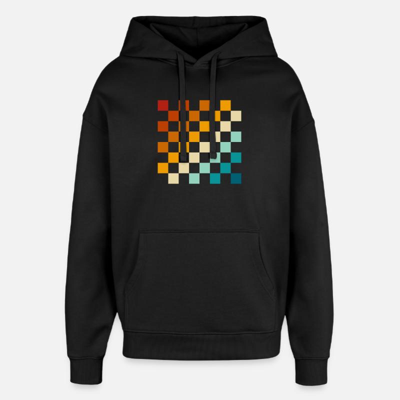 Échiquier rétro - Sweat à capuche unisexe Stanley/Stella Oversized - noir