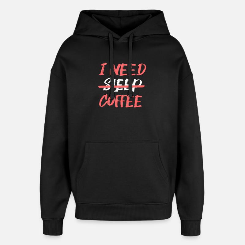 Fatigue Coffee Lovers Statement Coffee Drinking - Oversized Unisex Hoodie by Stanley/Stella - black