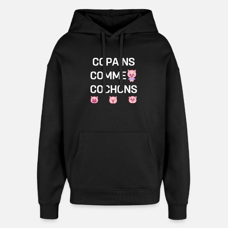 COPAINS COMME COCHONS - Sweat à capuche unisexe Stanley/Stella Oversized - noir