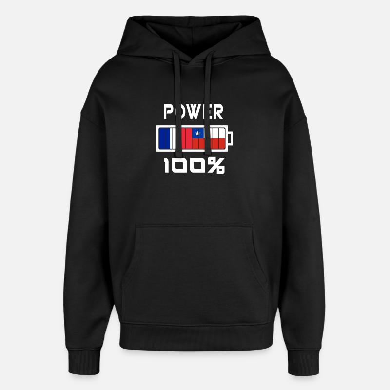 Chile und Frankreich machen 100% - Oversized Unisex Hoodie von Stanley/Stella - Schwarz