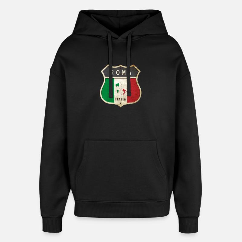 Rome Italie Armoiries Drapeaux Design - Sweat à capuche unisexe Stanley/Stella Oversized - noir