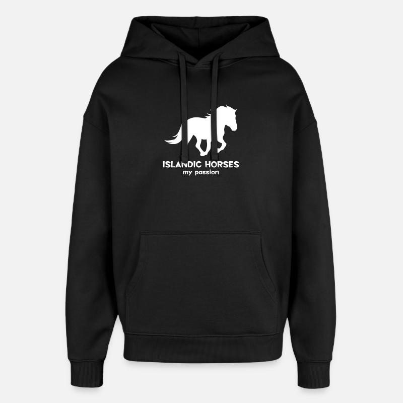 Pferde Statement Islandpferde Isländer Pferdeliebe - Oversized Unisex Hoodie von Stanley/Stella - Schwarz