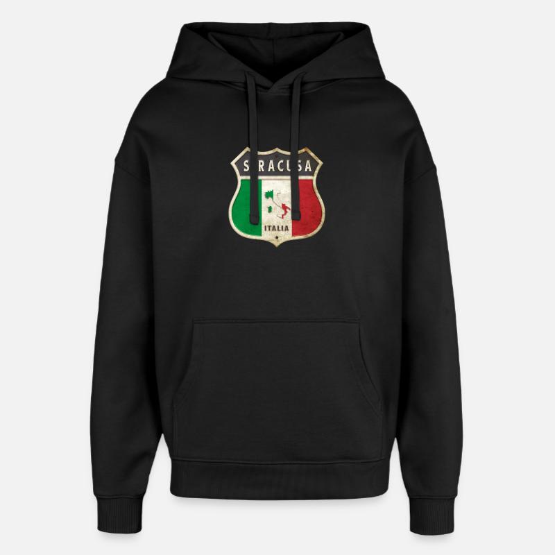 Syracuse Italie Armoiries Drapeaux Design - Sweat à capuche unisexe Stanley/Stella Oversized - noir