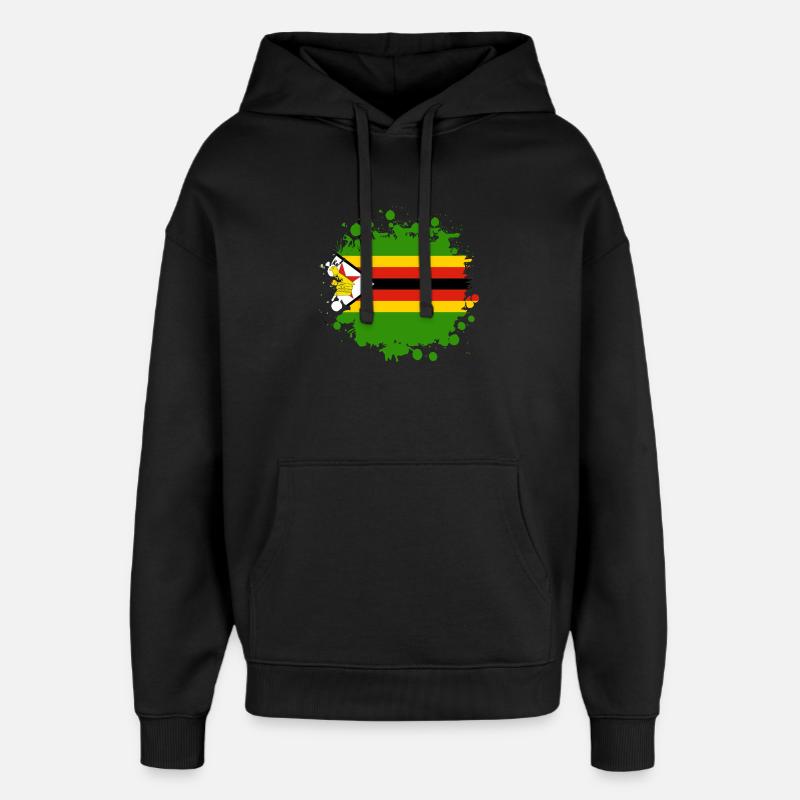 blob de drapeaux du Zimbabwe - Sweat à capuche unisexe Stanley/Stella Oversized - noir