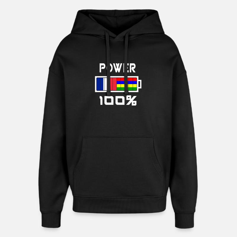 Maurice et la France alimentent 100 % - Sweat à capuche unisexe Stanley/Stella Oversized - noir