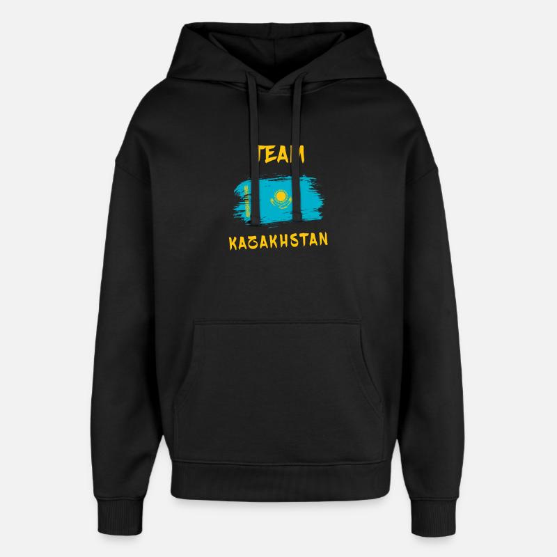 Drapeaux de l'équipe du Kazakhstan - Sweat à capuche unisexe Stanley/Stella Oversized - noir
