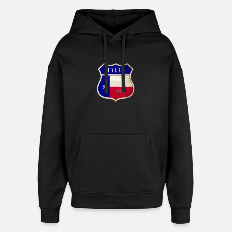 Drapeaux à écusson Tyler Texas - Sweat à capuche unisexe Stanley/Stella Oversized - noir