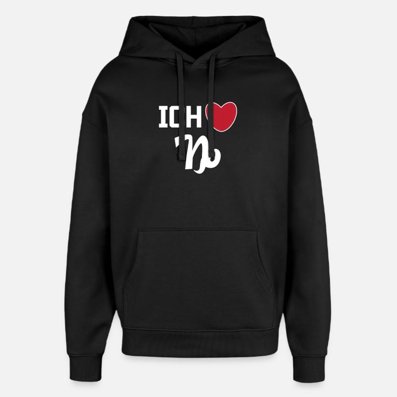 Steinbock Herz Statement Horoskop Sternzeichen - Oversized Unisex Hoodie von Stanley/Stella - Schwarz