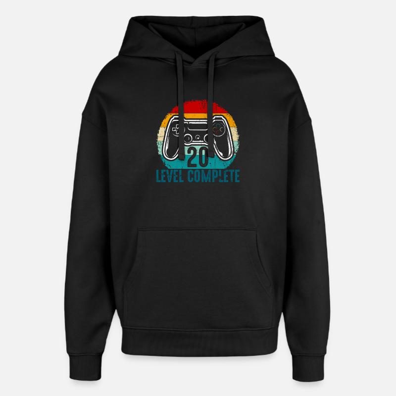 Retro Controller Level Complete - Oversized Unisex Hoodie by Stanley/Stella - black