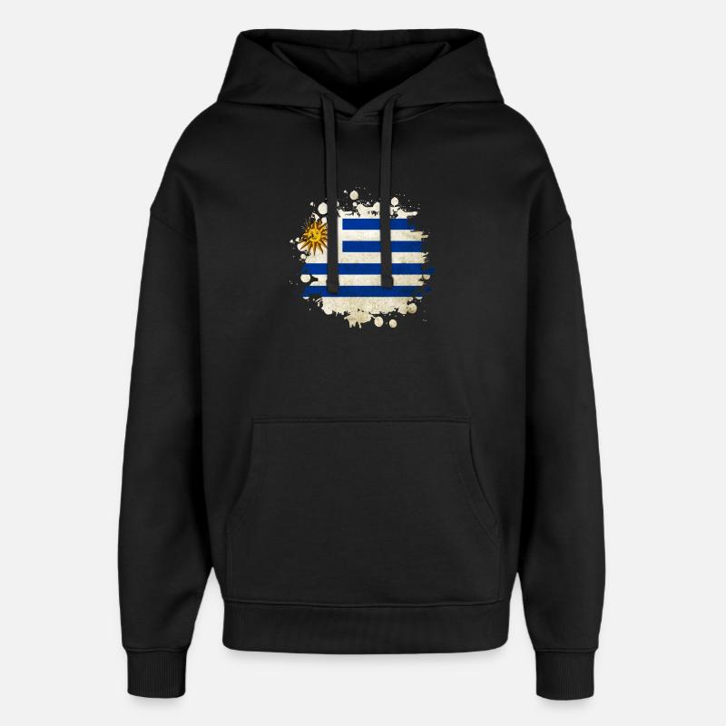 Uruguay Klecks Flag Design - Oversized Unisex Hoodie by Stanley/Stella - black