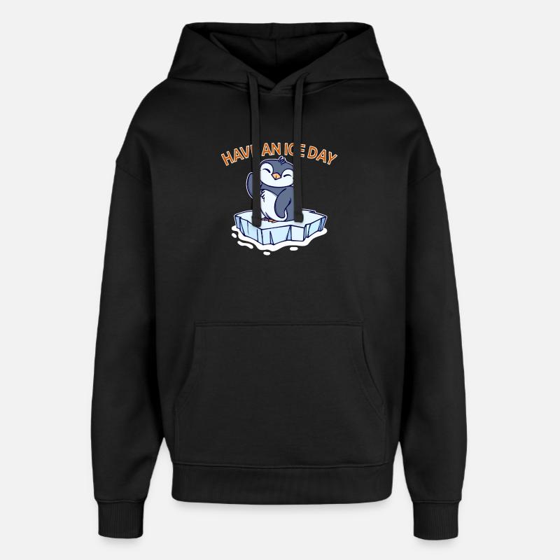 Antarktis Eis Kalt Pinguin Statement Seevogel - Oversized Unisex Hoodie von Stanley/Stella - Schwarz
