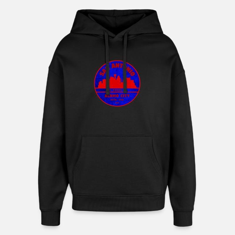 San Antonio Skyline Retro-Abzeichen - Oversized Unisex Hoodie von Stanley/Stella - Schwarz