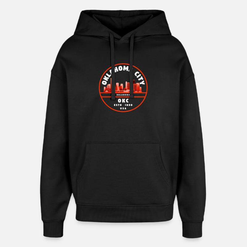 Insigne de la Skyline d’Oklahoma City - Sweat à capuche unisexe Stanley/Stella Oversized - noir