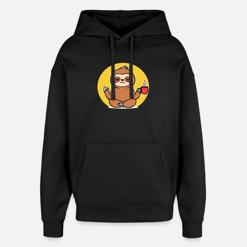 Relax Sloth Animal Chill Jungle végétarienne - Sweat à capuche unisexe Stanley/Stella Oversized - noir