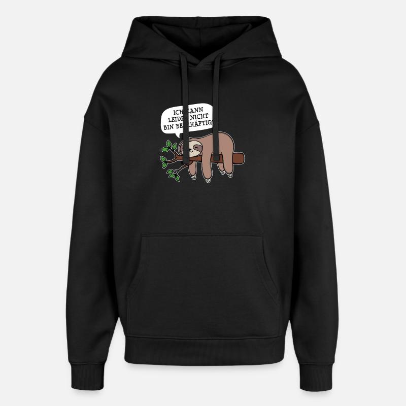 Faul Tier Statement Schlafen Müde Faultier - Oversized Unisex Hoodie von Stanley/Stella - Schwarz