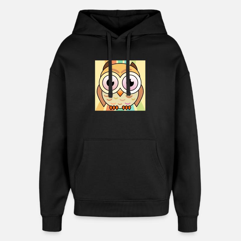 RETRO OWL - PHOTOS D’ANIMAUX - Sweat à capuche unisexe Stanley/Stella Oversized - noir